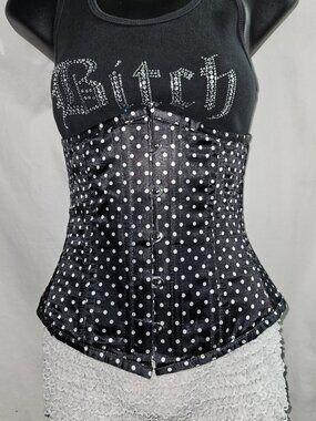 NWT 24"/S DUCHESS TIGHT LACING POLKA DOT ROCKABILLY RETRO CORSET